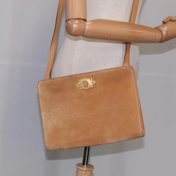Salvatore Ferragamo Gancini Tan/Camel Vintage Suede  Leather Crossbody - Picture 6 of 15
